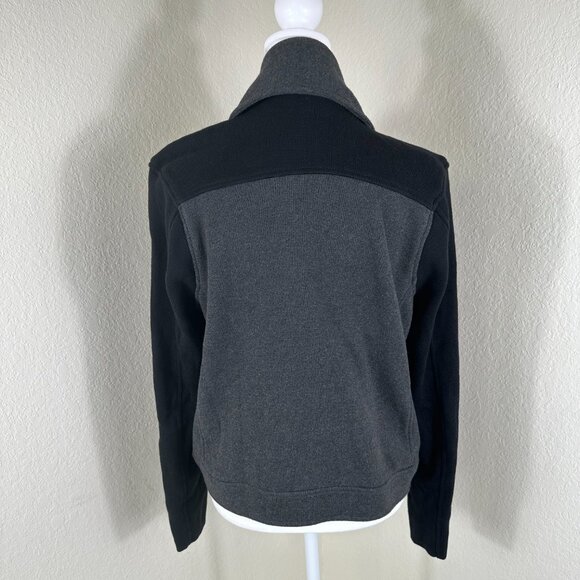 LRL Lauren Jeans Co Moto Sweater Jacket Women Large Black Gray 90s Retro Preppy - Picture 2 of 5